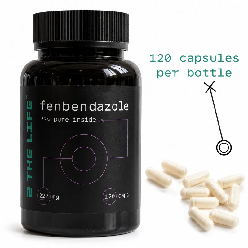 2TheLife Fenbendazole 222mg bottle front view with branded box — premium antiparasitic supplement, Joe Tippens protocol